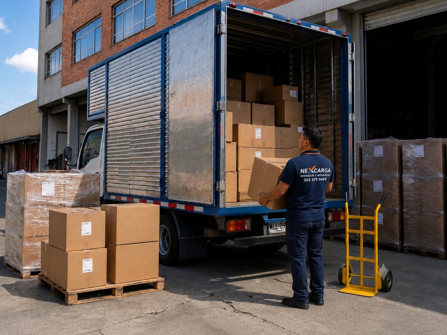 Operación de cargue corporativo junto a un camión